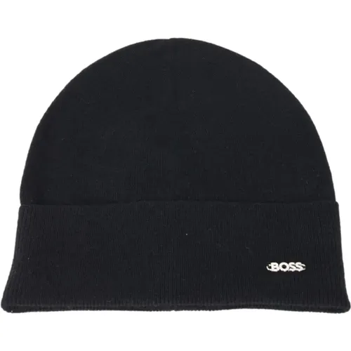 Metal Logo Wool Cashmere Beret , female, Sizes: ONE SIZE - Hugo Boss - Modalova