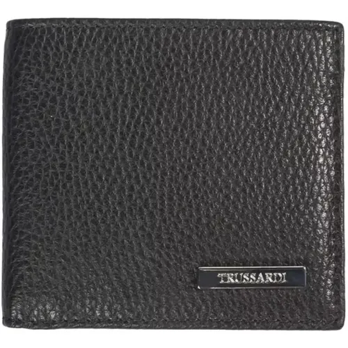 Wallets & Cardholders, male, , Size: ONE SIZE Embossed Leather Wallet for Men - Trussardi - Modalova