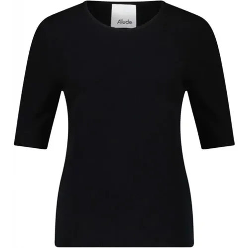 Short Sleeve Wool-Cashmere Sweater , female, Sizes: XS - allude - Modalova