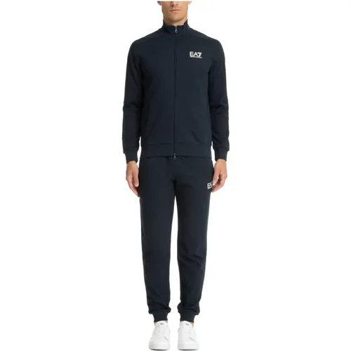 Training Sets, male, , Size: M Plain Zip Tracksuit with Logo Detail - Emporio Armani EA7 - Modalova