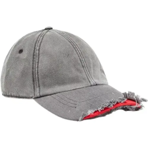 Caps, unisex, , Size: M Black Denim Cap with Red Details - Diesel - Modalova