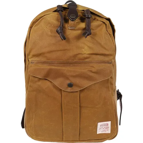 Backpacks, male, , Size: ONE SIZE Waxed Cotton Backpack with Leather Details - Filson - Modalova