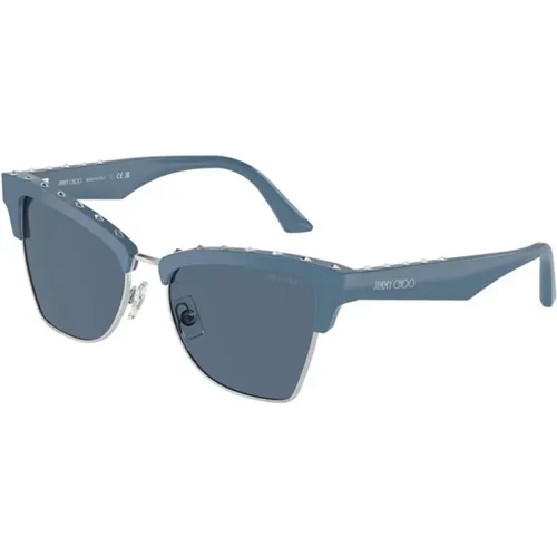 Blaues Gestell Dunkelblaue Gläser Sonnenbrille - Jimmy Choo - Modalova