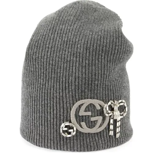 Wool Beanie with Interlocking G Logo , female, Sizes: M - Gucci - Modalova