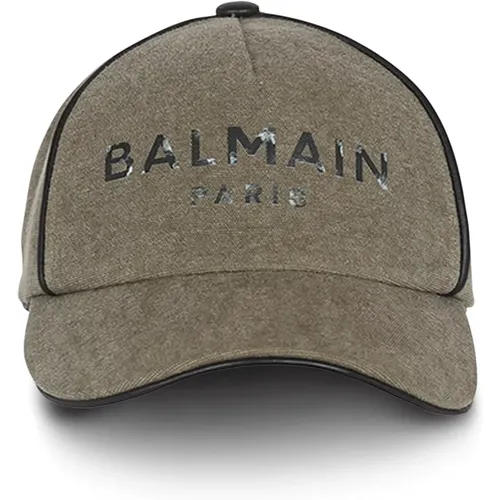 Baumwoll-Canvas-Kappe mit Paris-Logo - Balmain - Modalova