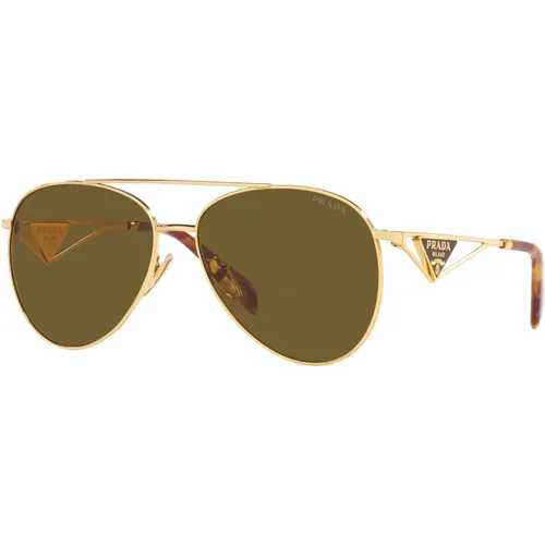 Gold/Dunkelbraune Sonnenbrille,Sunglasses - Prada - Modalova