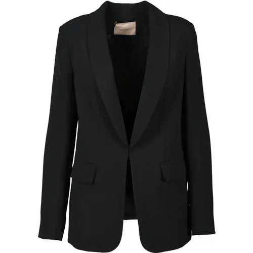 Blazers, female, , Size: S Elegant Jacket with Polyester and Elastane - Twinset - Modalova