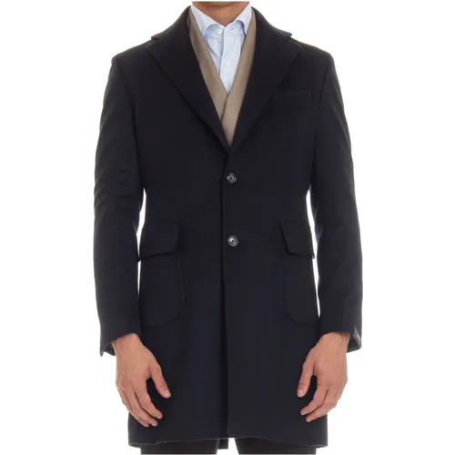 Single-Breasted Coats, male, , Size: 2XL Cashmere Coat with Revers - Barba - Modalova