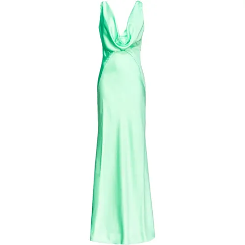 Elegant Satin Dress with Draped V-Neck , female, Sizes: XS, M, 2XS, XL - pinko - Modalova