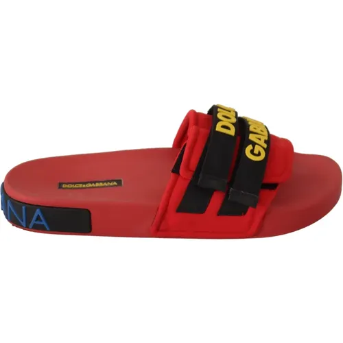 Rote Logo Slides Outlet Sandalen , Damen, Größe: 36 EU - Dolce & Gabbana - Modalova