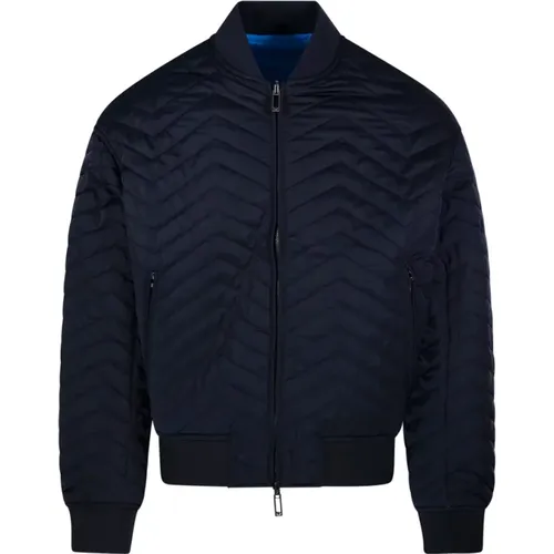 Marineblaue Blousonjacke , Herren, Größe: M - Emporio Armani - Modalova