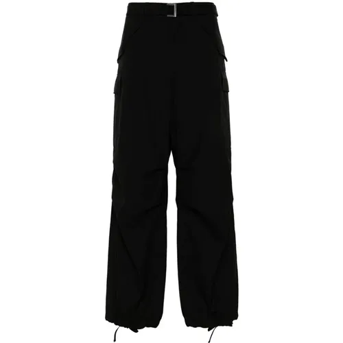 Wide Trousers, male, , Size: L Cargo Pants with Drawstring Ankles - Sacai - Modalova