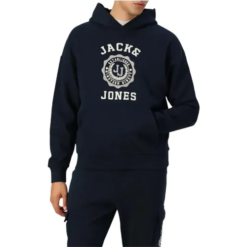 Hoodies, male, , Size: M Navy Casual Hoodie Modern Versatile - jack & jones - Modalova