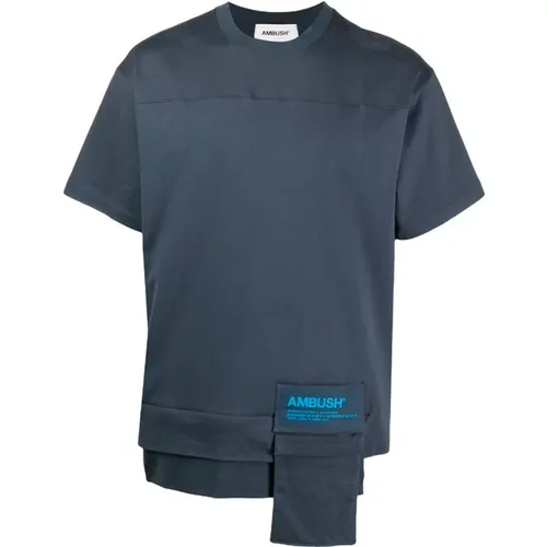 Blaues Baumwoll-T-Shirt für Männer , Herren, Größe: S - Ambush - Modalova