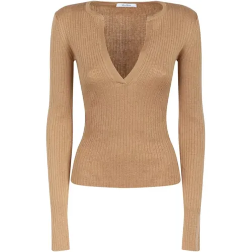 Cashmere Silk Camel Sweater , female, Sizes: M, L - Max Mara - Modalova