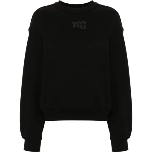 Schwarzer Pullover mit gerippten Details , Damen, Größe: M - alexander wang - Modalova