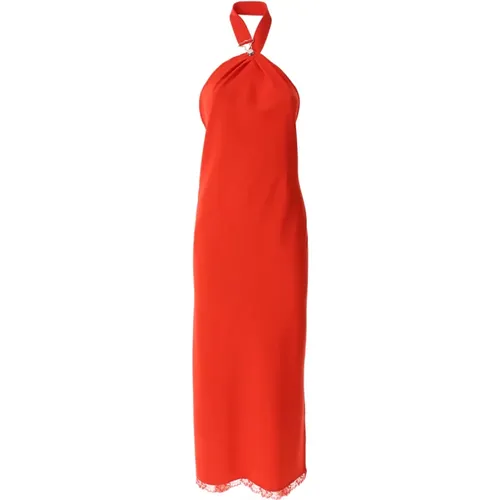 Rotes Langes Cady-Kleid mit Nackenband , Damen, Größe: S - Moschino - Modalova