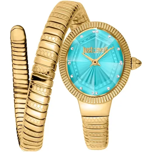 Goldene Damenschlange Uhr Türkises Zifferblatt - Just Cavalli - Modalova
