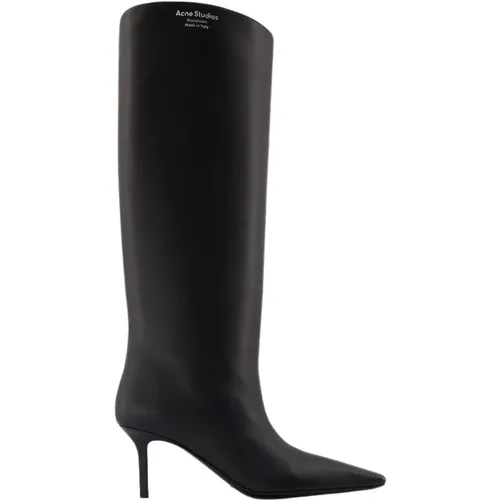 Schwarze Lederstiefel Spitz Zulaufende Zehe - Acne Studios - Modalova