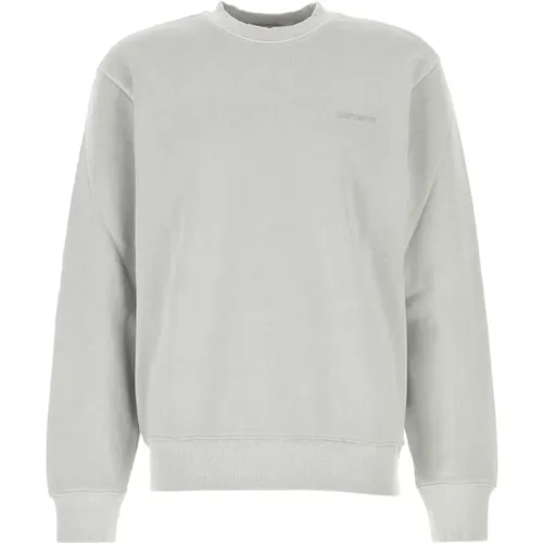 Sweatshirts, male, , Size: L Script Sweatshirt in Light Grey Cotton - Carhartt WIP - Modalova