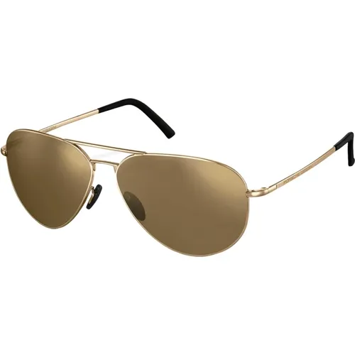 Sunglasses, male, , Size: 60 MM Gold/Brown Sunglasses - Porsche Design - Modalova