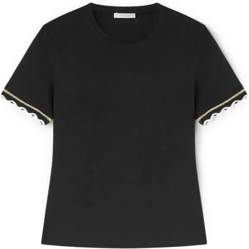 Lamé Strickbündchen T-Shirt , Damen, Größe: XS - Motivi - Modalova
