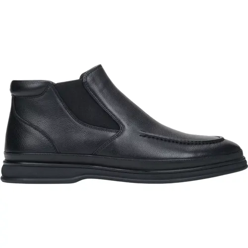 Herren Schwarze Slip-On Chelsea Stiefel aus Echtem Leder , Herren, Größe: 44 EU - Estro - Modalova