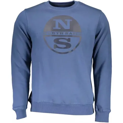 Blauer Baumwollpullover mit Logo-Print , Herren, Größe: L - North Sails - Modalova