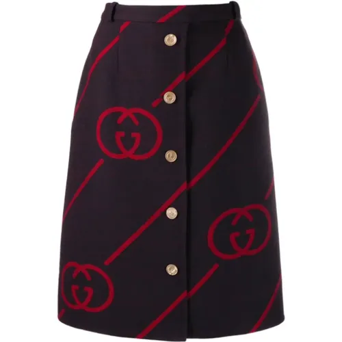 Interlocking G reversible wool skirt , female, Sizes: 2XS - Gucci - Modalova