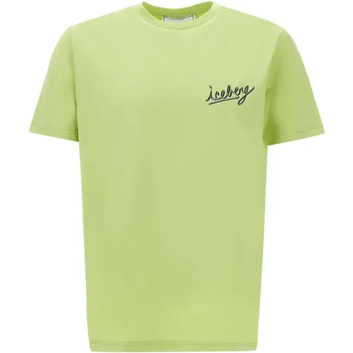Herren Limegrünes T-Shirt mit Logo-Print - Iceberg - Modalova