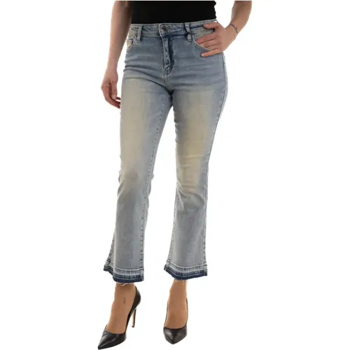 Vintage Flare Capri Jeans mit Fransensaum , Damen, Größe: W26 - Armani Exchange - Modalova