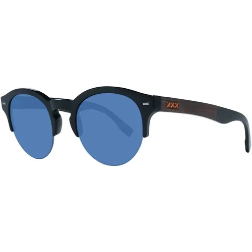 Sunglasses, male, , Size: ONE SIZE Men Sunglasses Round Blue Lenses - Ermenegildo Zegna - Modalova