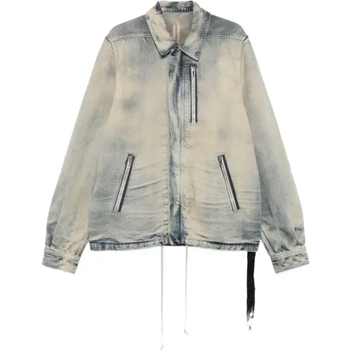 Denim Jackets, male, , Size: XL Denim Zip Jacket Made in Italy - Rick Owens - Modalova