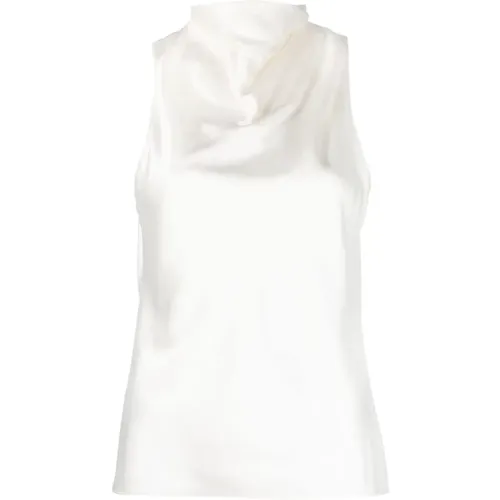 Ivory Satin Sleeveless Shirt , female, Sizes: L - Theory - Modalova