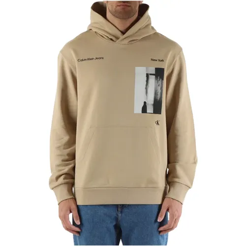 Kapuzen-Sweatshirt aus Baumwolle mit Logodruck , Herren, Größe: S - Calvin Klein Jeans - Modalova