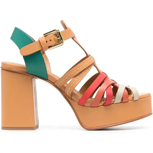 Multicolor Leder Sandalen mit Geflochtenen Riemen - See by Chloé - Modalova