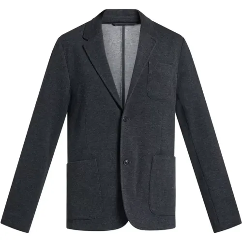 Blazers, male, , Size: L Knitted Grey Jacket with Button Fastening - Michael Kors - Modalova