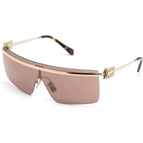 Gold Sunglasses with Original Case , female, Sizes: 42 MM - Miu Miu - Modalova