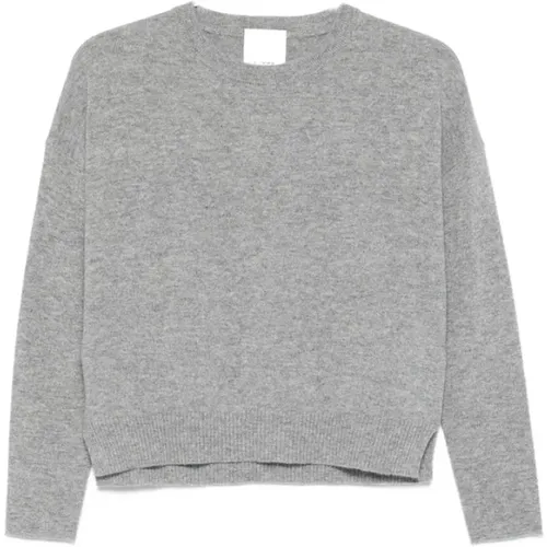 Cashmere Knitwear, female, , Size: S Cashmere Grey Round Neck Sweater - allude - Modalova