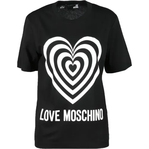 T-Shirts, female, , Size: S Cotton T-shirt with Stylish Design - Love Moschino - Modalova