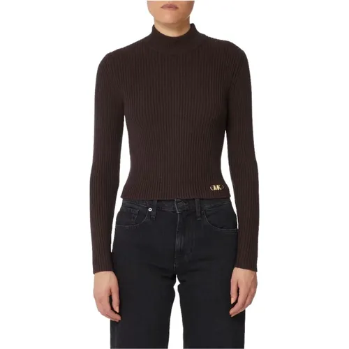 Brauner Rippstrick Rollkragenpullover , Damen, Größe: S - Michael Kors - Modalova