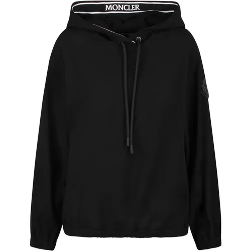 Logo-appliquè satin hoodie with stretch design , female, Sizes: XS - Moncler - Modalova