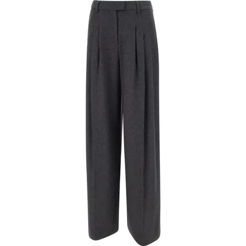 Grey Wool Cotton Trousers with Pleats , female, Sizes: M, XL, 2XL, L, 3XL - Iceberg - Modalova