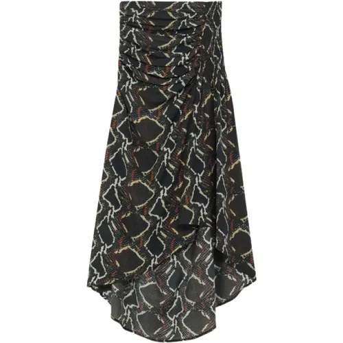 Python Print Seiden Midi Rock , Damen, Größe: M - IRO - Modalova