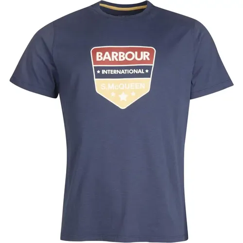 T-Shirts, male, , Size: L Navy Slim Fit T-Shirt SMQ - Barbour - Modalova