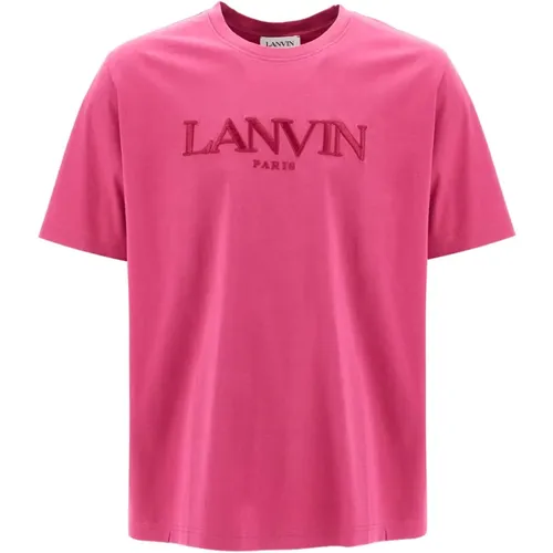 Embroidered Logo Crew Neck T-Shirt , male, Sizes: S - Lanvin - Modalova