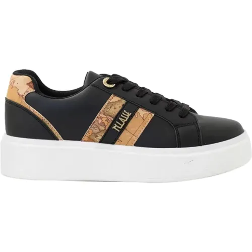 Schwarze Sneakers mit Geo-Print-Detail , Damen, Größe: 41 EU - Alviero Martini 1a Classe - Modalova