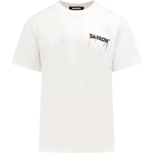 T-Shirt mit Logo-Print aus Baumwolle,Weiße Baumwoll-T-Shirt mit Logo-Print,Beiges Bedrucktes Hemd,Weiße Crewneck T-Shirts und Polos mit -Print - Barrow - Modalova