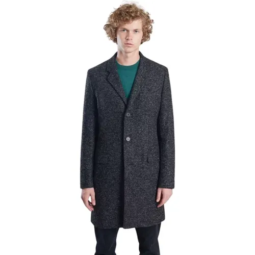 Single-Breasted Coats, male, , Size: S Chiné Bouclette Wool Overcoat - L'Exception Paris - Modalova