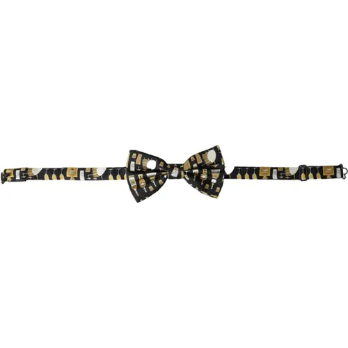 Bowties, male, , Size: ONE SIZE Adjustable Black Silk Cocktail Bow Tie - Dolce & Gabbana - Modalova